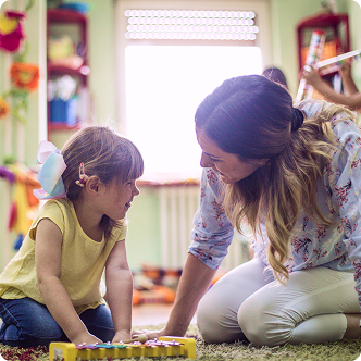 Woman working with a child