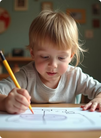 Child working on a drawing
