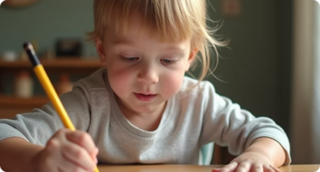 Child working on a drawing